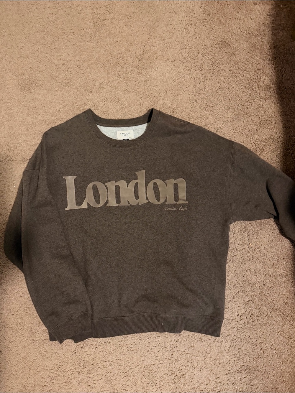 American Eagle Outfitters London Graphic Crewneck Sweater - Chocolate Brown